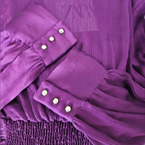 🇪🇦 Zara Purple Knotted Surplice Chiffon Blouse - Picture 11 of 16